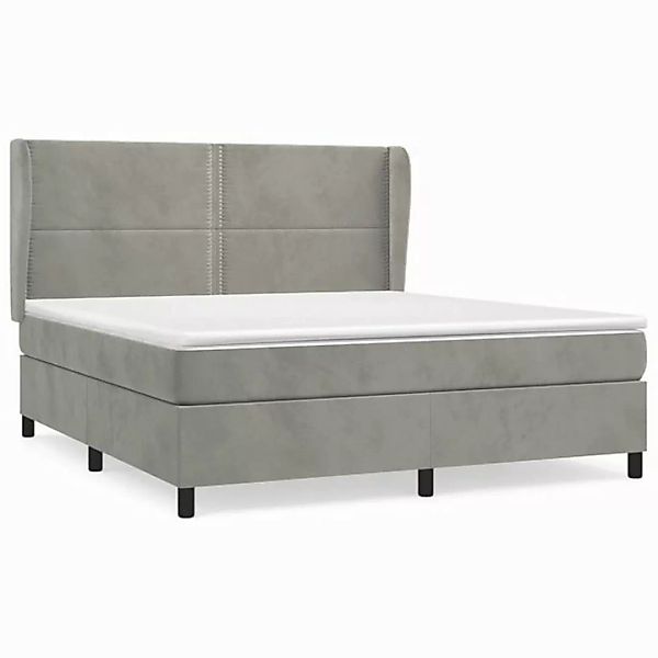 vidaXL Boxspringbett Boxspringbett mit Matratze Hellgrau 160x200 cm Samt Be günstig online kaufen