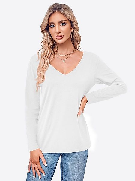 Imily Bela T-Shirt Damen Langarmshirt Tops mit V-Ausschnitt (Packung, 1-tlg günstig online kaufen