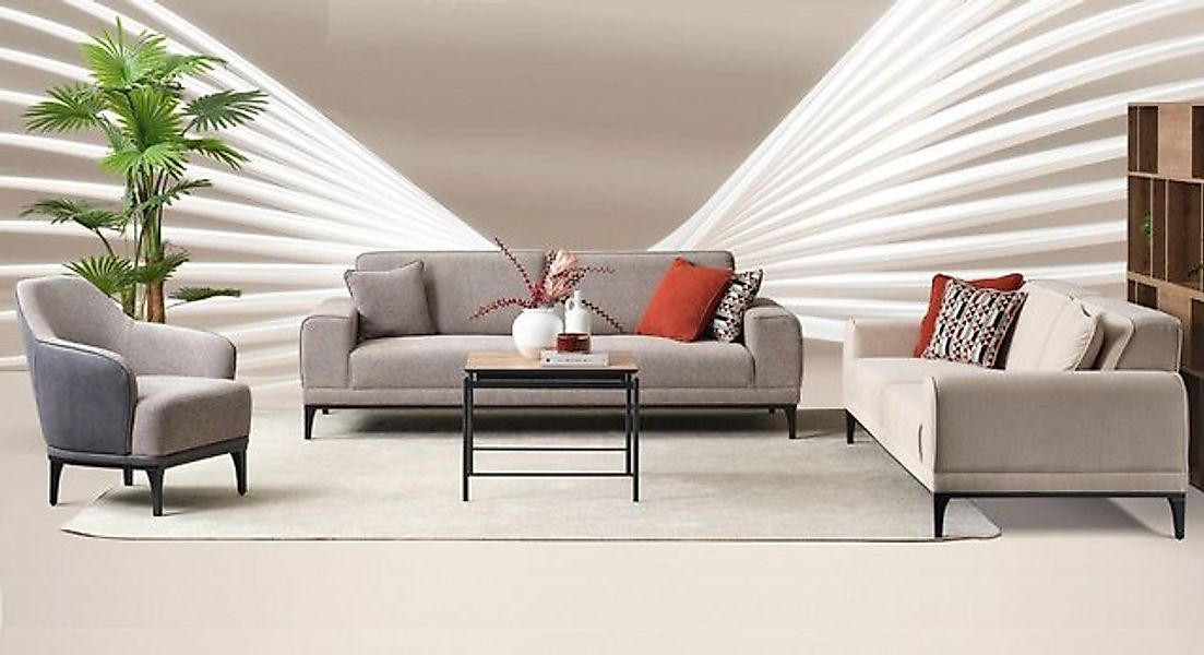 Xlmoebel Sofa Sofa-Set mit drei Sitzen, einem Sitz und einem Sessel in grau günstig online kaufen