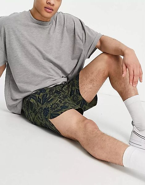 New Era – Shorts in Grün mit Blumenmuster in Marienblau, Kombiteil-Mehrfarb günstig online kaufen