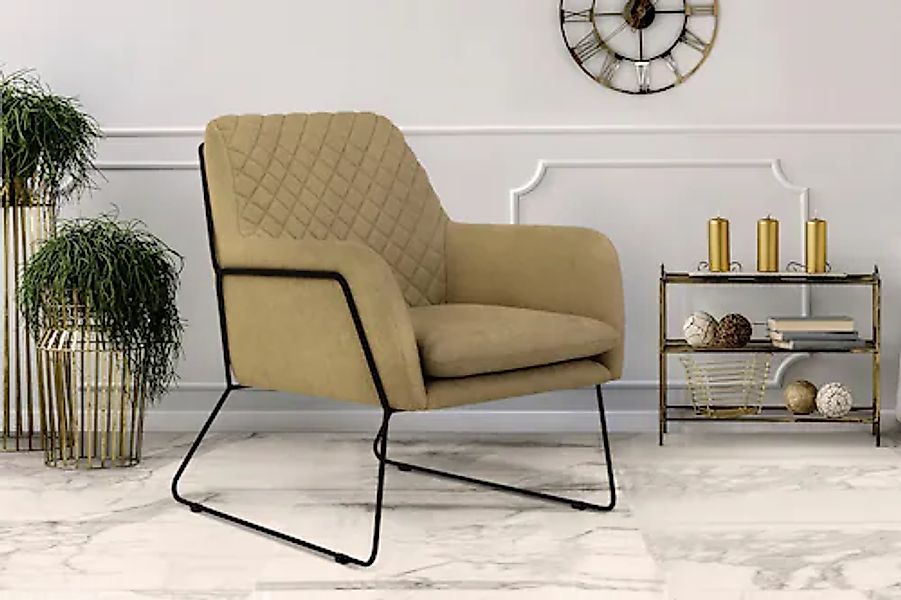 Leonique Sessel "Olo Cocktailsessel", mit Karo-Prägung im Rückenteil und Bü günstig online kaufen