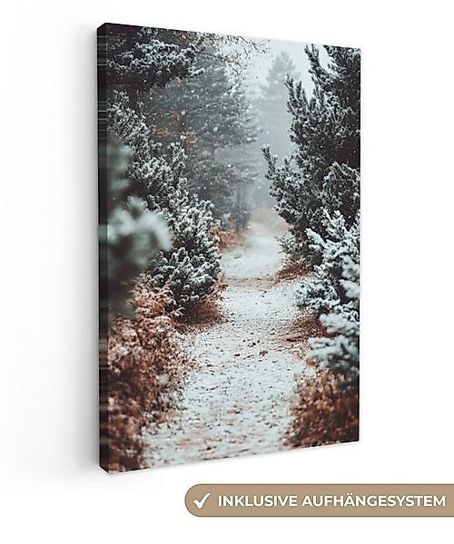 OneMillionCanvasses® Leinwandbild Wald - Winter - Bäume - Natur - Weg - Sch günstig online kaufen