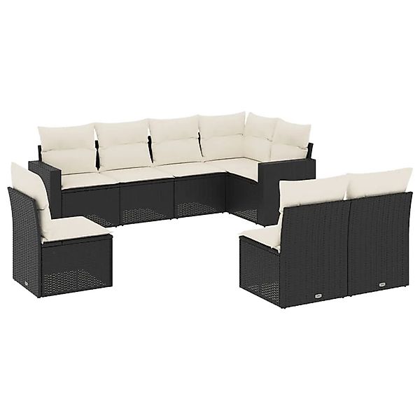 vidaXL 8-Tlg Garten-Sofagarnitur mit Kissen Schwarz Poly Rattan 3251403 günstig online kaufen