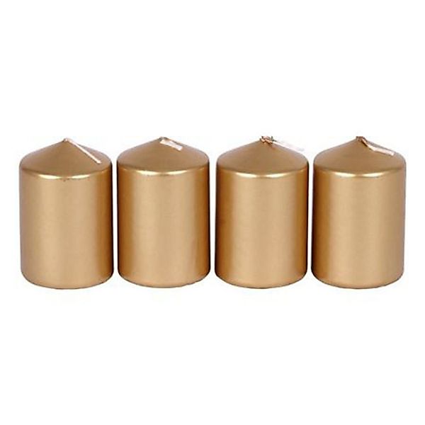 BURI Stumpenkerze Metallic-Stumpenkerzen gold 4er-Set Adventskerzen günstig online kaufen