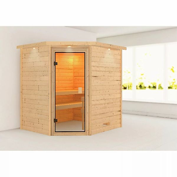 Karibu Sauna Mia LED-Dachkranz Natur günstig online kaufen