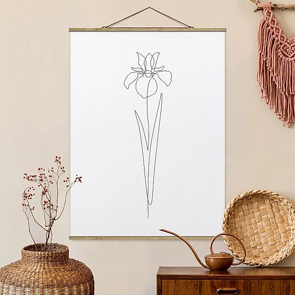 Stoffbild mit Posterleisten Line Art Blumen - Iris günstig online kaufen