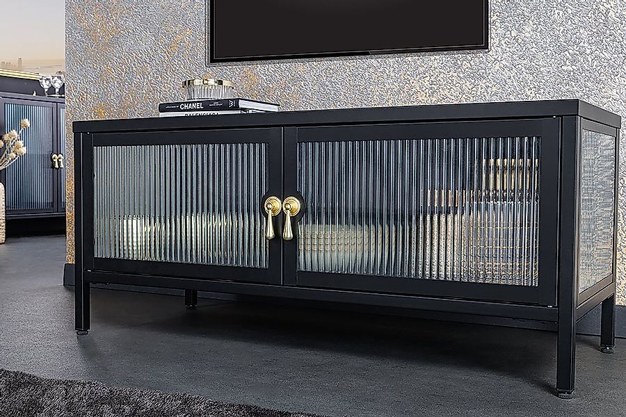 riess-ambiente Lowboard AMSTERDAM 90cm schwarz / transparent / gold (Einzel günstig online kaufen