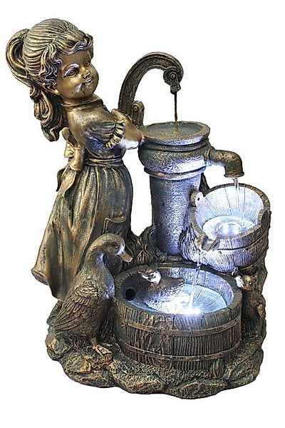 Arnusa Gartenbrunnen Springbrunnen Heidi mit Gänse BK855 Gartendeko Wassers günstig online kaufen