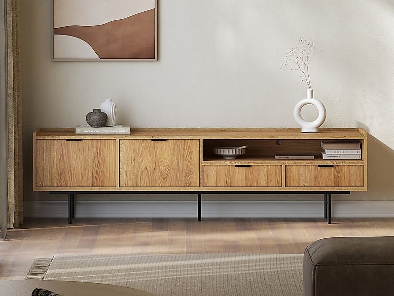 Beautysofa TV-Schrank Evron mit 2 Schubladen, 2 Türen und offene Ablage (zw günstig online kaufen