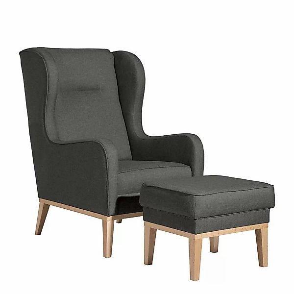 Polstersessel mit Ohren Hocker optional Anthrazit und Buchefarben günstig online kaufen