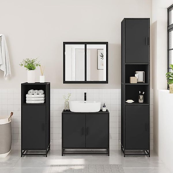 vidaXL Badezimmerspiegelschrank Spiegelschrank Schwarz 65x20x60 cm günstig online kaufen