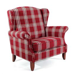 Big Sessel Karo rot im Landhausstil optional mit Fußhocker günstig online kaufen