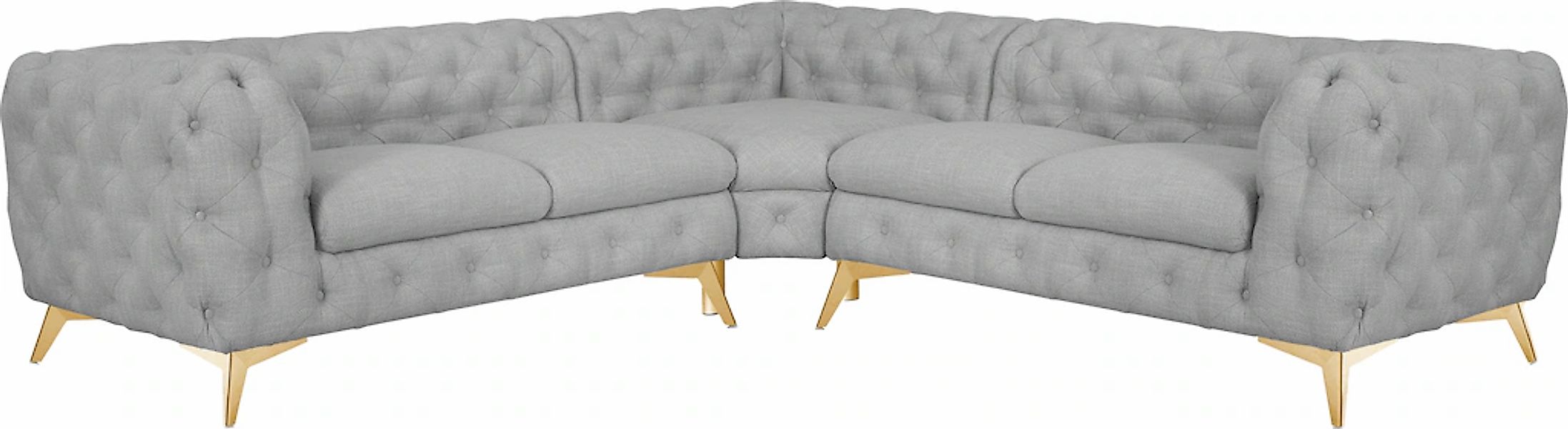 Leonique Chesterfield-Sofa "Ecksofa GLYNIS L-Form mit Wellenunterfederung, günstig online kaufen