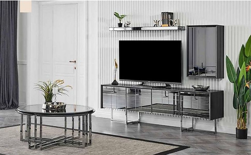 Xlmoebel Sofa Wohnzimmer Möbelset Loft aus Glas mit TV-Ständer und Schrankw günstig online kaufen