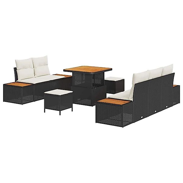 vidaXL Garten-Sofa-Set mit Kissen 8-Tlg Schwarz Poly Rattan 3362855 günstig online kaufen