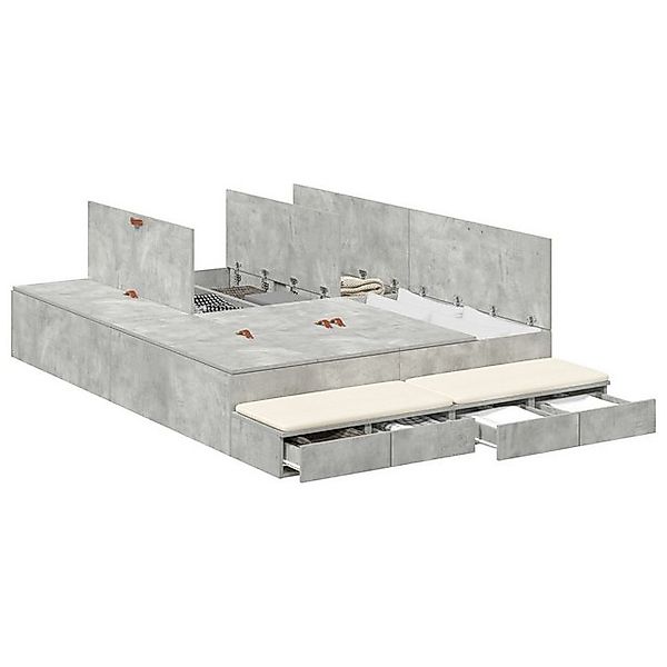 vidaXL Bett Stauraumbett Betongrau Holzwerkstoff 140 x 190 cm (1-tlg) günstig online kaufen