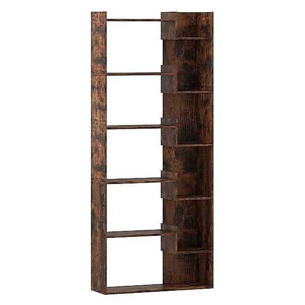 Costway 6-stöckiges Bücherregal Holzregal mit 2 Kippsicherungen Braun günstig online kaufen