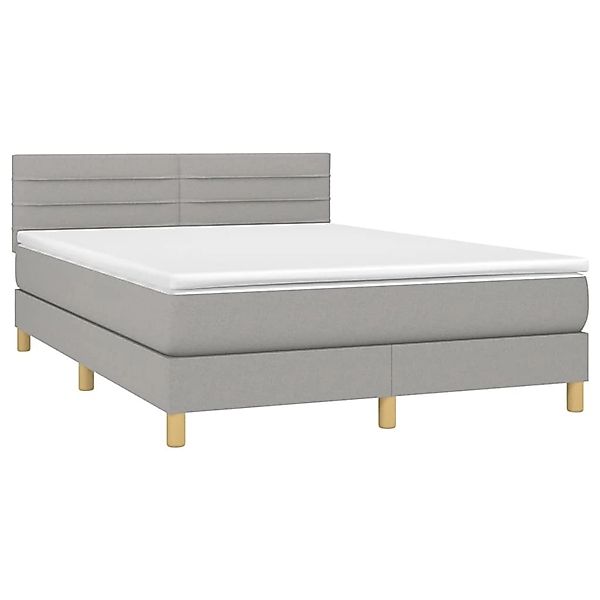 vidaXL Boxspringbett mit Matratze & LED Hellgrau 140x190 cm Stoff 3133789 günstig online kaufen