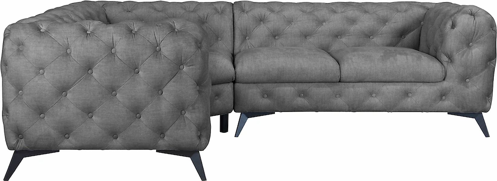 Leonique Chesterfield-Sofa "Ecksofa GLYNIS L-Form mit Wellenunterfederung, günstig online kaufen