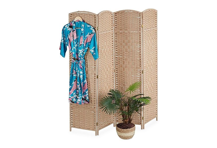 relaxdays Paravent 4 teilig im Naturto günstig online kaufen