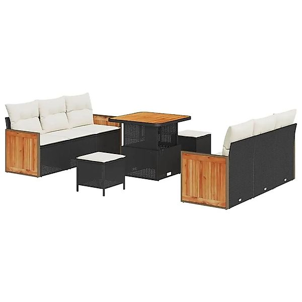 vidaXL Gartensofa-Set mit Kissen 11 Stk Schwarz und Creme Poly-Rattan 33652 günstig online kaufen