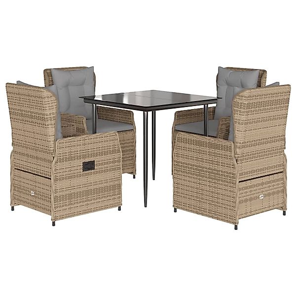 vidaXL 5-Tlg Garten-Essgruppe mit Kissen Beige Poly Rattan 3262869 günstig online kaufen