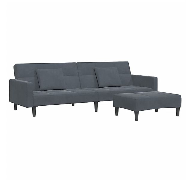 vidaXL Sofa Schlafsofa 2-Sitzer mit Fußhocker Dunkelgrau Samt günstig online kaufen