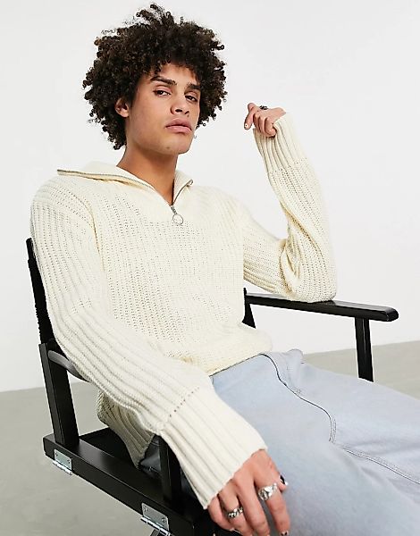 Jack & Jones Originals – Oversize-Pullover aus Grobstrick in Wollweiß mit k günstig online kaufen