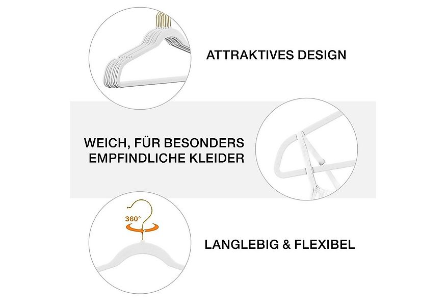 StickandShine Kleiderbügel 100 Stück Samt Kleiderbügel mit Gold Haken (100e günstig online kaufen