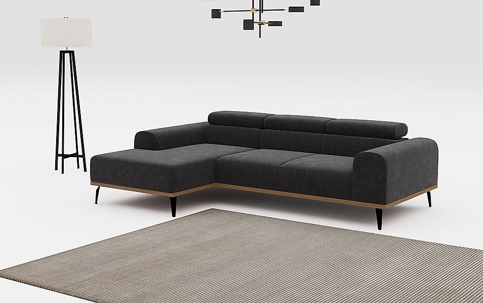 PLACES OF STYLE Ecksofa "Carlo L-Form" mit Kopfteilverstellung & Holz-Rahme günstig online kaufen