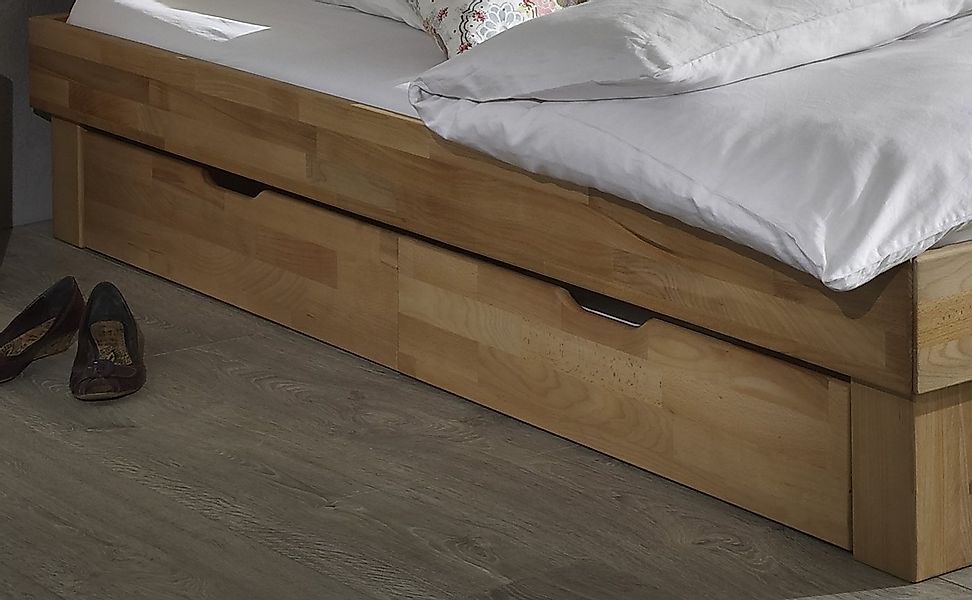 ELFO Bettschubkasten JUDITH, 2er Set, Kernbuche massiv geölt, mit Rollen, B günstig online kaufen