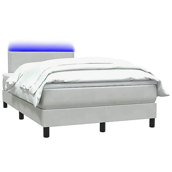 vidaXL Boxspringbett mit Matratze & LED Hellgrau 120x210 cm Samt 3316779 günstig online kaufen