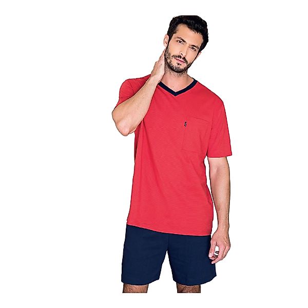Herren Schlafanzug Kurz V-ausschnitt Aus Bio-baumwolle günstig online kaufen