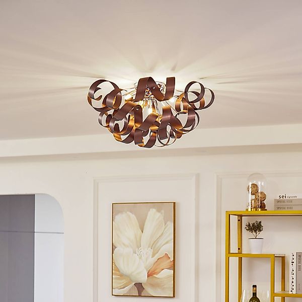 Lucande Deckenlampe Kaelor, Ø 60 cm, kupferfarben, Aluminium günstig online kaufen