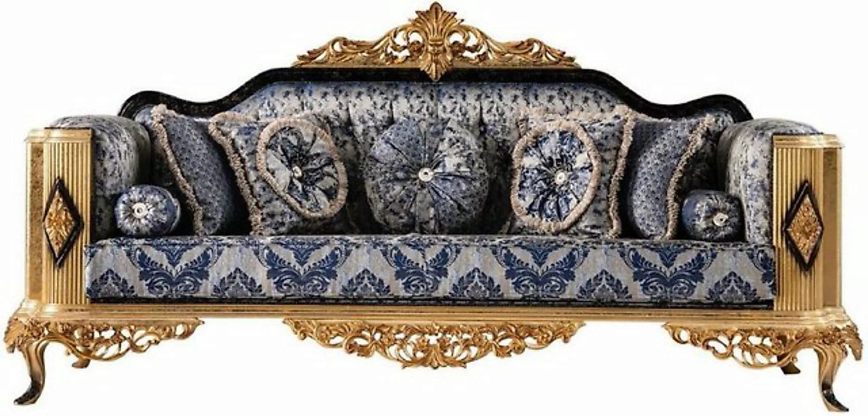 Casa Padrino Sofa Casa Padrino Luxus Barock Sofa Blau / Schwarz / Gold - Pr günstig online kaufen
