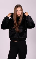 Passioni Fellimitatjacke Flauschige Bomberjacke mit Kapuze günstig online kaufen
