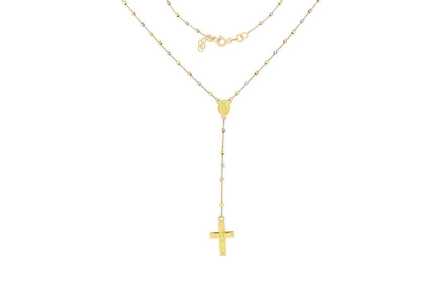 Stella-Jewellery Collier 585er Gold Rosenkranz Tricolor m. diam. Kugeln 2mm günstig online kaufen