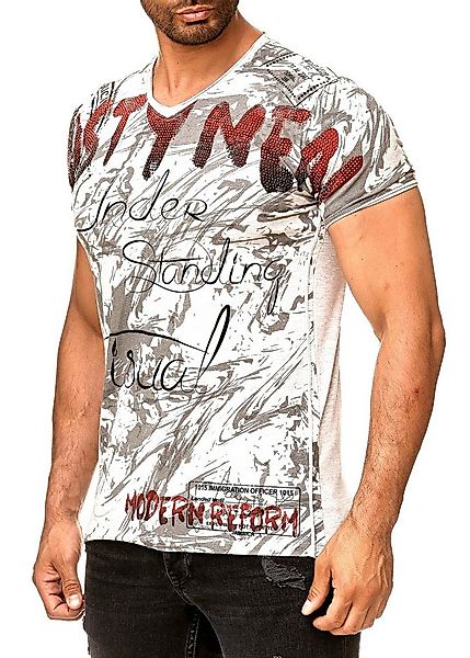 R-NEAL T-Shirt T-Shirt Washed Streetwear Printed Sale Verwaschenes Kurzarm günstig online kaufen