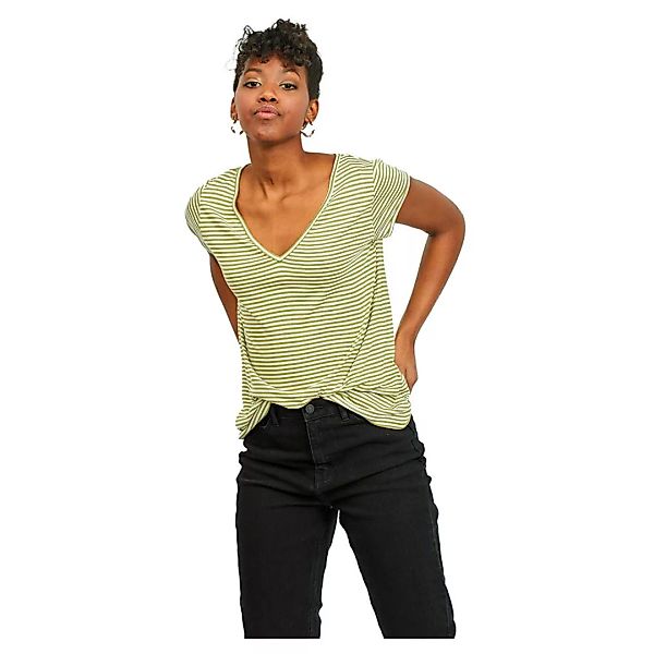 Vila Scoop Kurzärmeliges T-shirt L Green Olive / Stripes Optical Snow günstig online kaufen