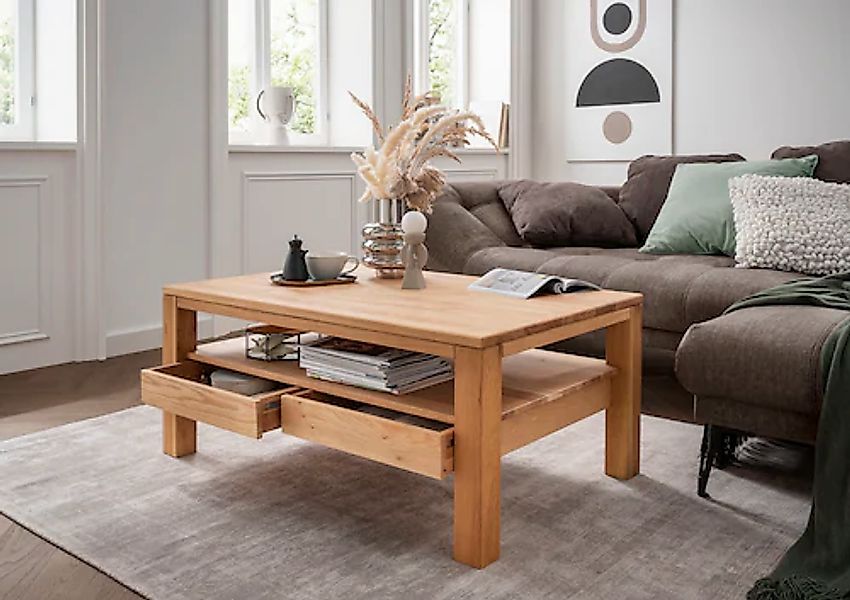 Paroli Couchtisch »Bora«, aus massivem Eichenholz, im Landhaus-Stil, Breite günstig online kaufen