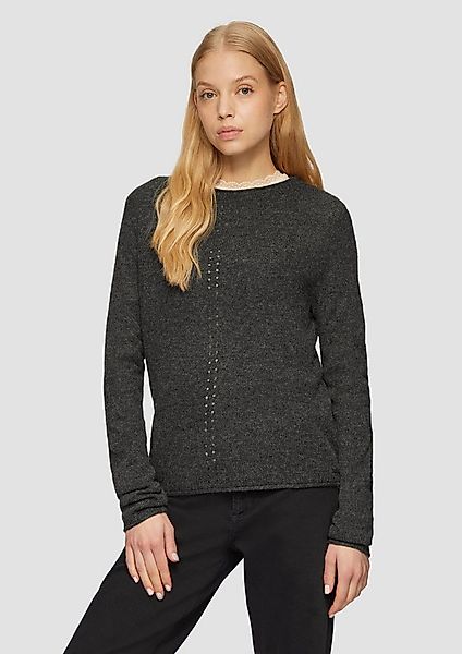 QS Longpullover Strickpullover Weicher Strickpullover mit Ajour-Detail günstig online kaufen