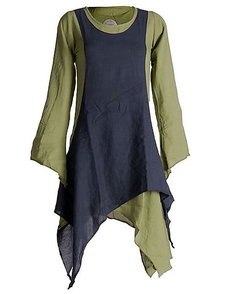 Vishes Midikleid Langärmliges Lagenlook Kleid handgewebte Baumwolle Ethno, günstig online kaufen