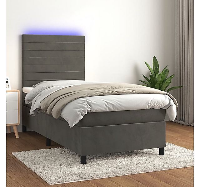 vidaXL Boxspringbett Boxspringbett mit Matratze LED Dunkelgrau 100x200 cm S günstig online kaufen