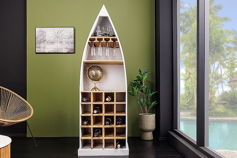 riess-ambiente Weinregal SEVEN SEAS 180cm weiß / natur · Flaschenregal aus günstig online kaufen