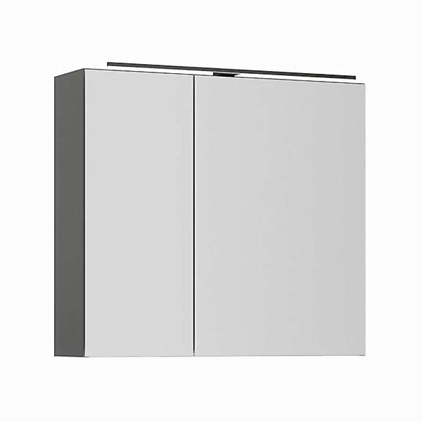 Lomadox Spiegelschrank PALERMO-136-GREY grau 80cm breit mit LED Aufsatzleuc günstig online kaufen