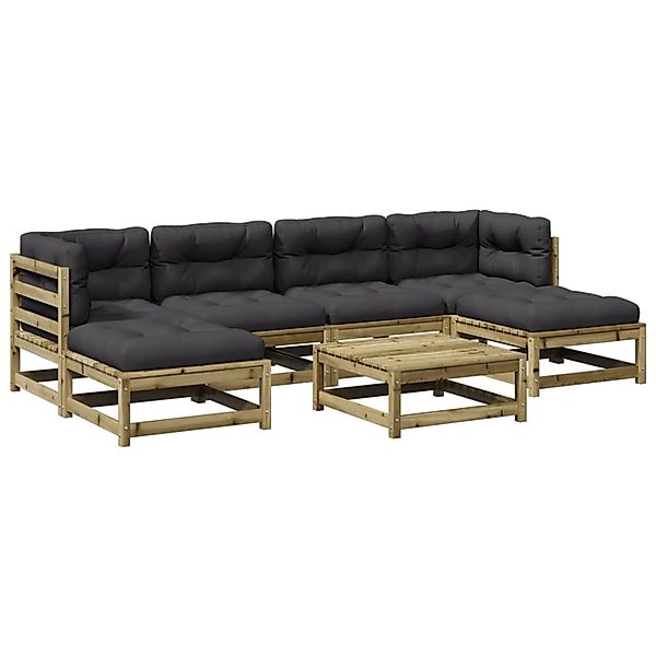 vidaXL 7-Tlg Garten-Sofagarnitur mit Kissen Kiefernholz Imprägniert 3295825 günstig online kaufen