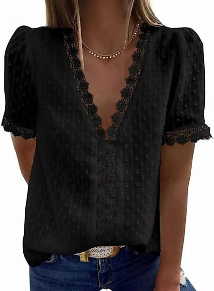 AFAZ New Trading UG Hemdbluse Damen-Chiffon Jacke, Spitzenbesatz, kurze Ärm günstig online kaufen