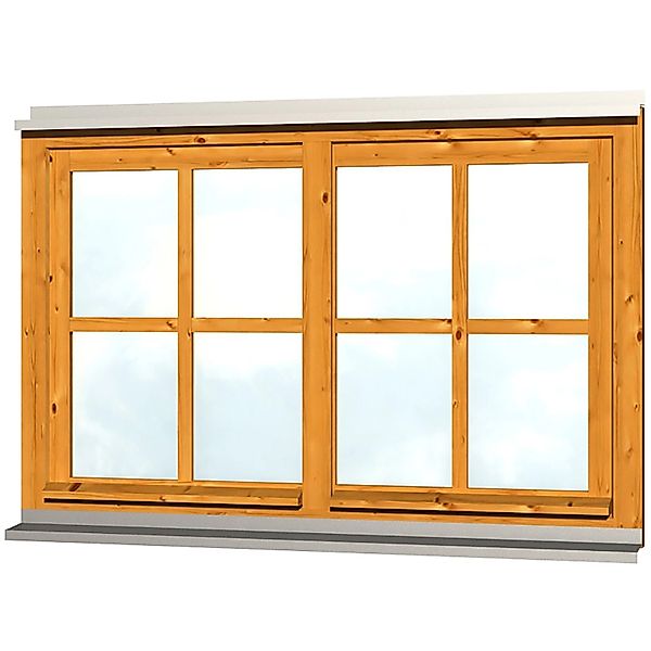 Skan Holz Doppelfenster Rahmenaußenmaß. 132,4 x 82,1 cm Eiche hell günstig online kaufen