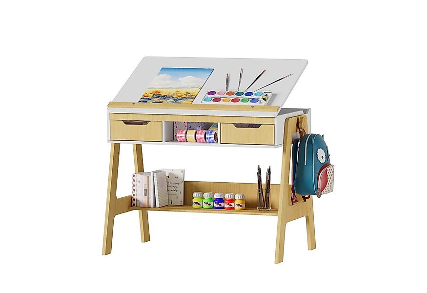 TWSOUL Kinderschreibtisch Höhen und Neigungsverstellbar, mit 2 Schubladen, günstig online kaufen