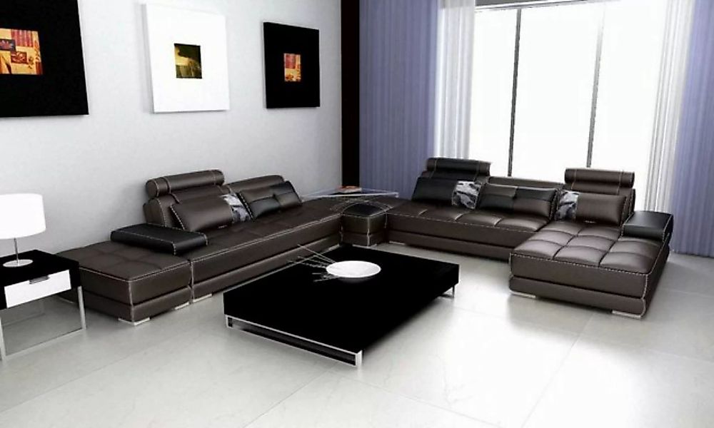 JVmoebel Ecksofa Sofas Wohnlandschaft Design Ecksofa Leder Neu U Form Sofa, günstig online kaufen